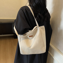 大容量帆布包跨境新款刺绣女包通勤百搭简约单肩包学生上课托特包