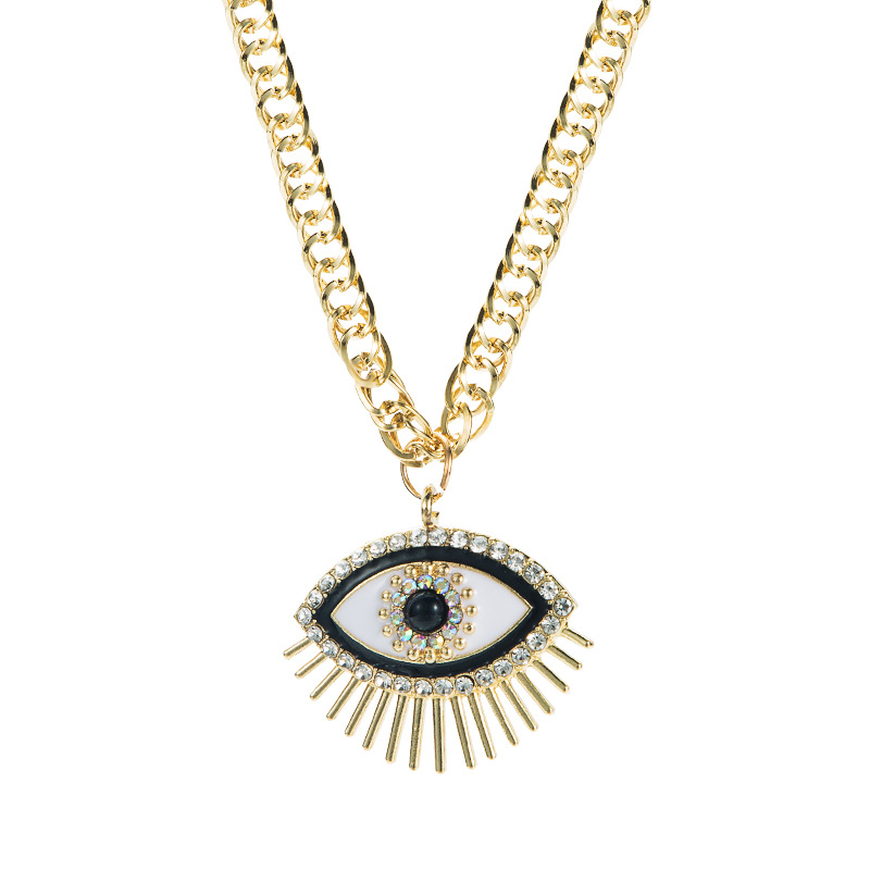 Retro Hollow Devils Eye Drop Oil Diamond Necklacepicture6