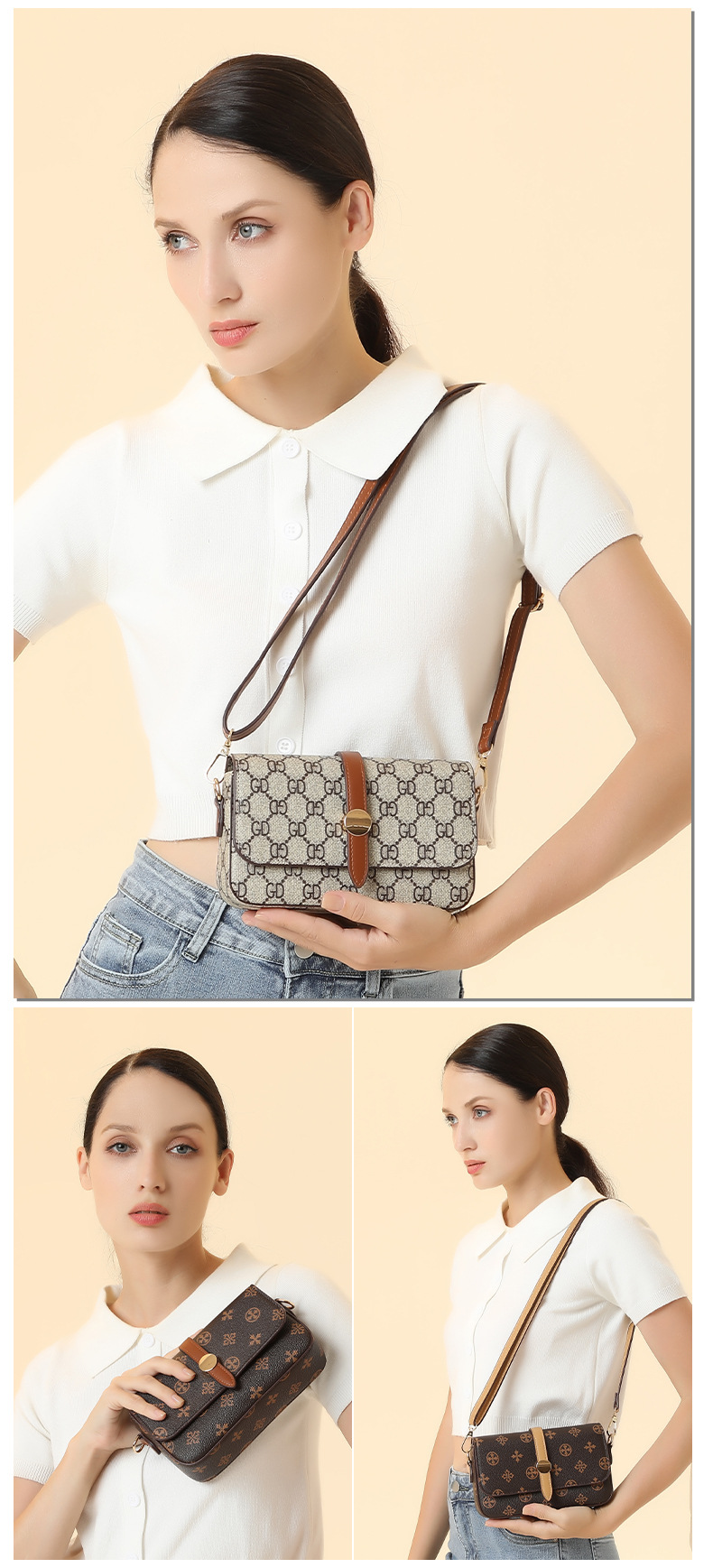 Baellerry 2023 New Women's Magnetic Buckle Plaid Large Capacity Single Shoulder Crossbody Bag High End Women's Bags_voghion.com