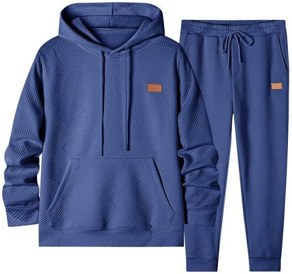 2024 autumn winter new men's solid color drawstring hooded sweatshirt casual and comfortable sports suit for men_voghion.com