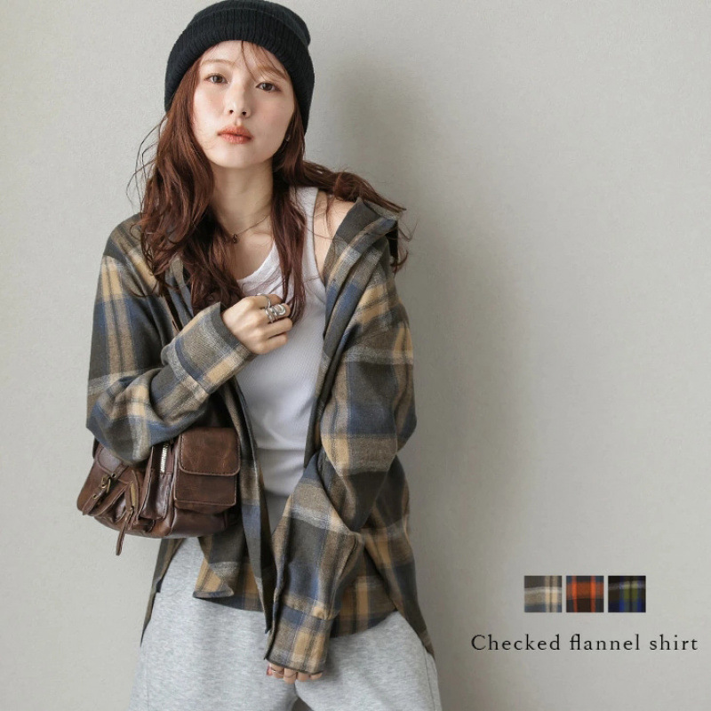 Japanese Style Spring and Autumn New Classic Plaid Shirt for Women, Loose Casual Age-Reducing Shirt for Outer Wear