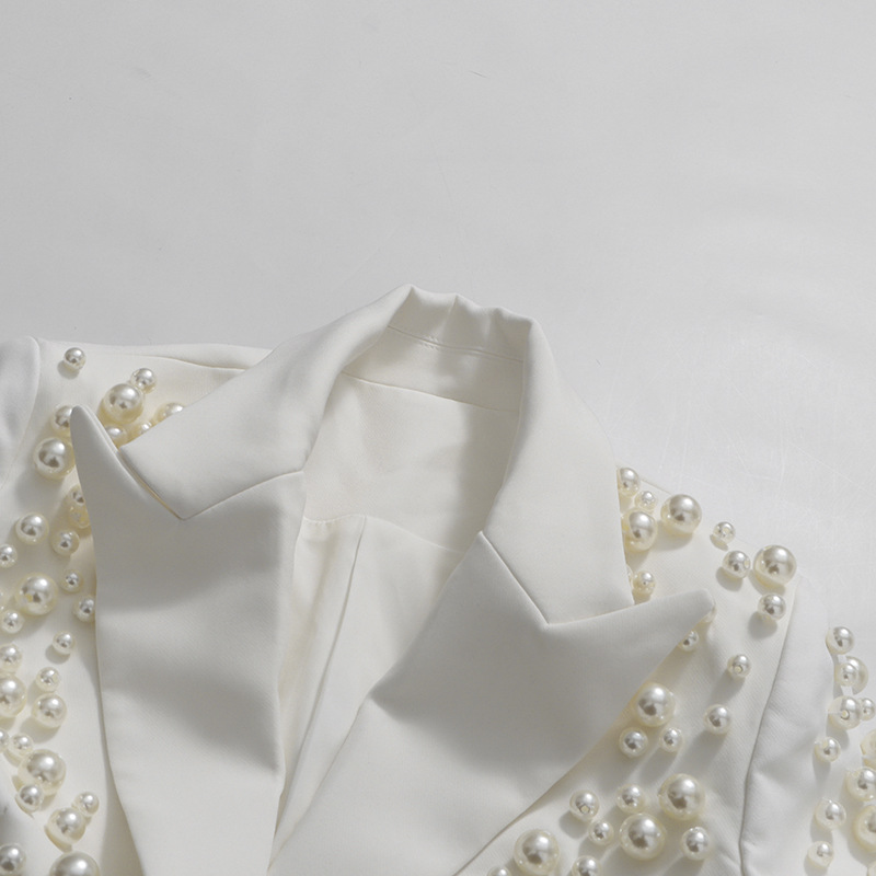 Elegant Women's V-neck Beaded Blouse And Irregular Skirt Set_voghion.com