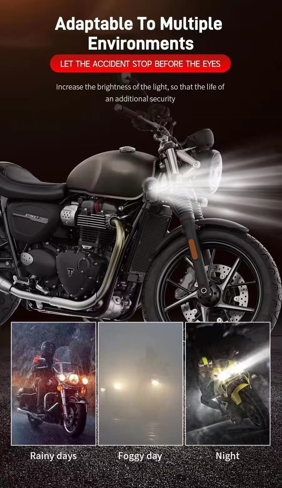 Cross-Border Supply of Led Skull Colorful External Spotlights Electric Motorcycle Modified Car Lights Wide Voltage Two-Color Flash