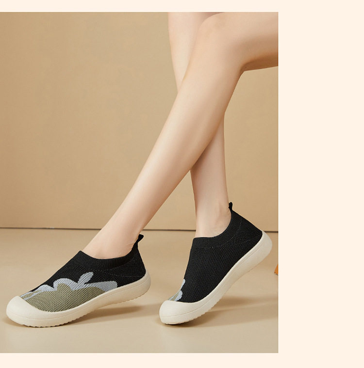 Giày lười nữ mũi tròn vải dệt kim thoáng khí đế mềm, đế cao 2 cm — K69 Giày nữ dệt bay - Trắng [Hộp], K69 Giày nữ dệt bay - Đen [Hộp], K69 Giày nữ dệt flyknit - màu be [hộp] chi tiết 16