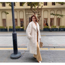 环保皮草皮毛一体外套女中长款小湖羊毛绒大衣2024秋冬设计师新款