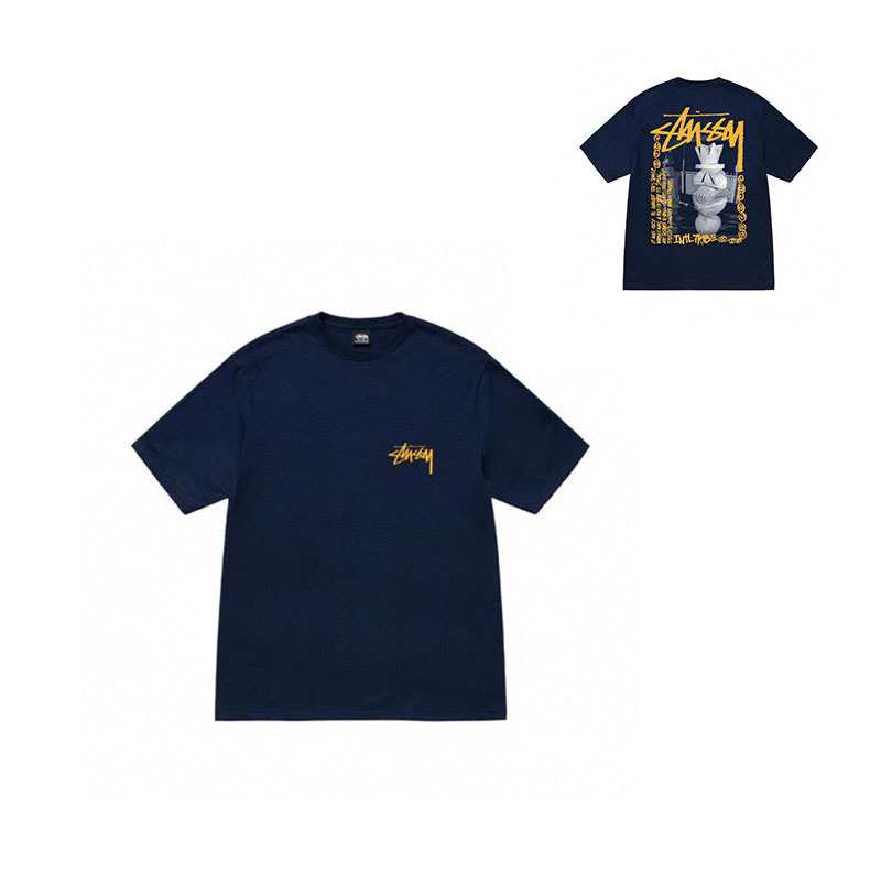 国境を越えた卸売りstyスチュアート黒8クラシック24ss半袖純綿夏ゆるいtシャツ男女同金|undefined