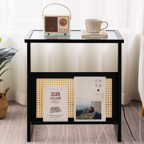 Side table, small coffee table, bedside table, sofa, side table cabinet, Changhong glass small apartment square tea table, Japanese style mini corner table