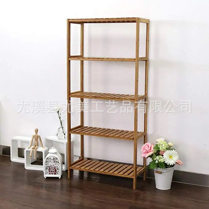 Estante de almacenamiento simple Estante de piso a la sala de estar Estante de almacenamiento de oficina de dormitorio Estante de almacenamiento de cocina Estante de madera