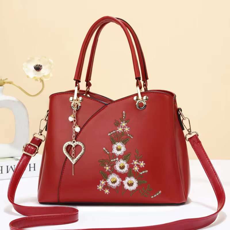Manufacturer Women's Bag 2025 New Trendy Middle-Aged and Elderly Women's Large-Capacity Handbag High-End National Style Embroidered Mother Bag