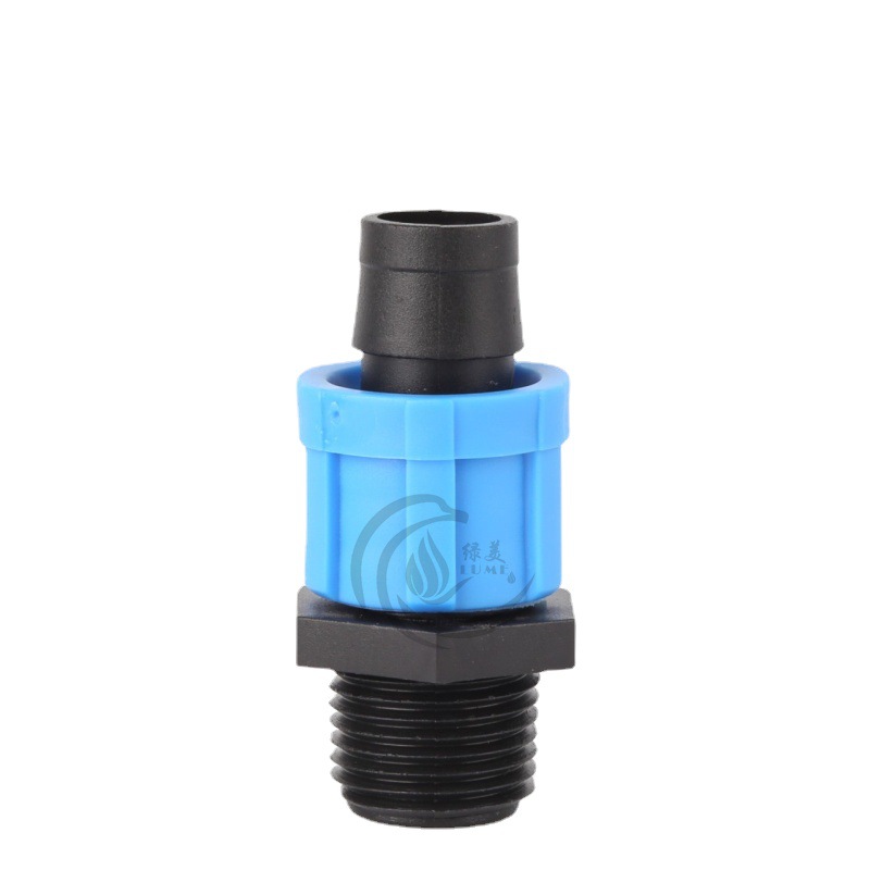 Φ 16mm correa de riego por goteo con bloqueo de 4 puntos de rosca externa directa inserida en tierra agrícola tipo parche accesorio especial correa de riego por goteo
