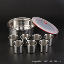 不锈钢味盅调料缸调味罐 带盖圆形盐罐家用罐子盆厨房酒店用品