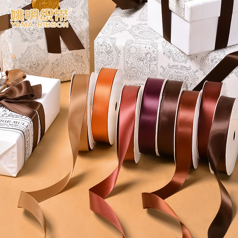 Yao Ming color café oscuro embalaje flor cinta arco cinta de poliéster caja de regalo cinta jacquard cinta al por mayor