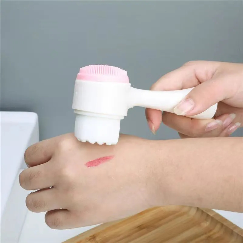 卸売り3dシリコン洗顔ブラシ手動洗顔ブラシ洗顔器柔らかい毛洗浄ブラシ両面マッサージブラシ|undefined