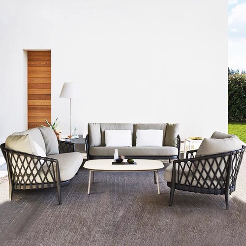 Nordic outdoor sofa courtyard villa furniture balcony rattan chair single outdoor garden terrace leisure rattan sofa