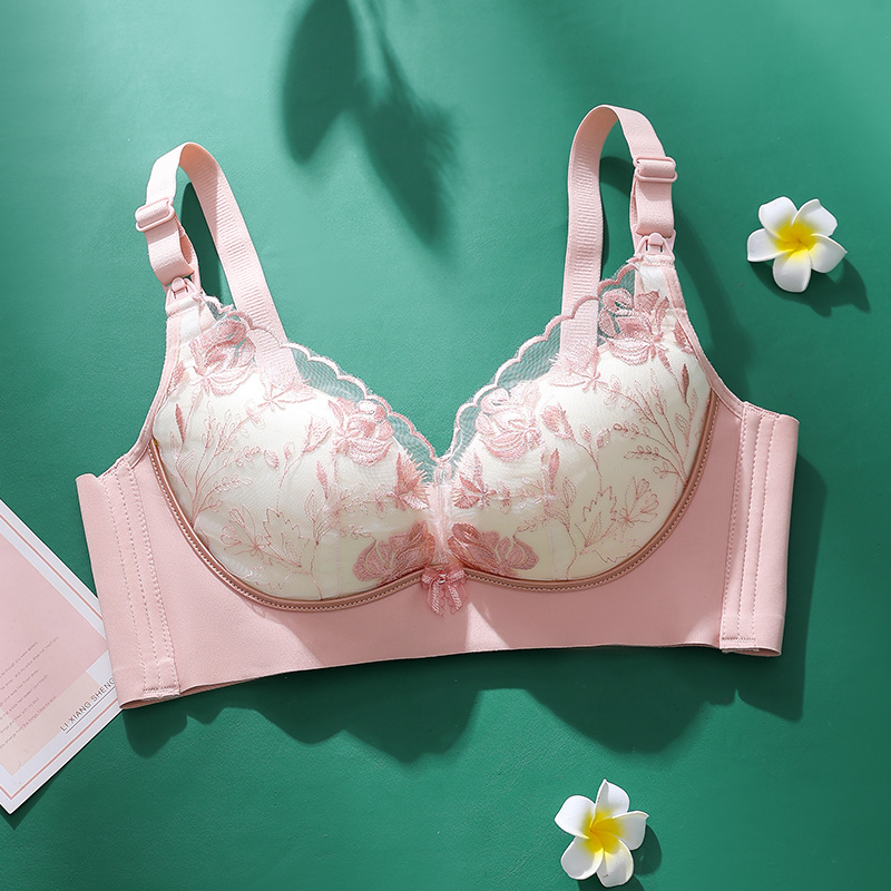 Nueva ropa interior de enfermería encaje bordado push-up inalámbrico pecho-cierre superior hebilla sujetador de enfermería sujetador ajustable
