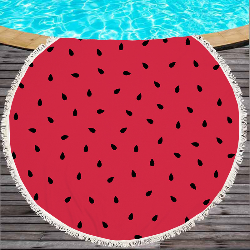 Watermelon factory wholesale microfiber bath towel digital printing with tassel 150cm foreign trade round beach towel