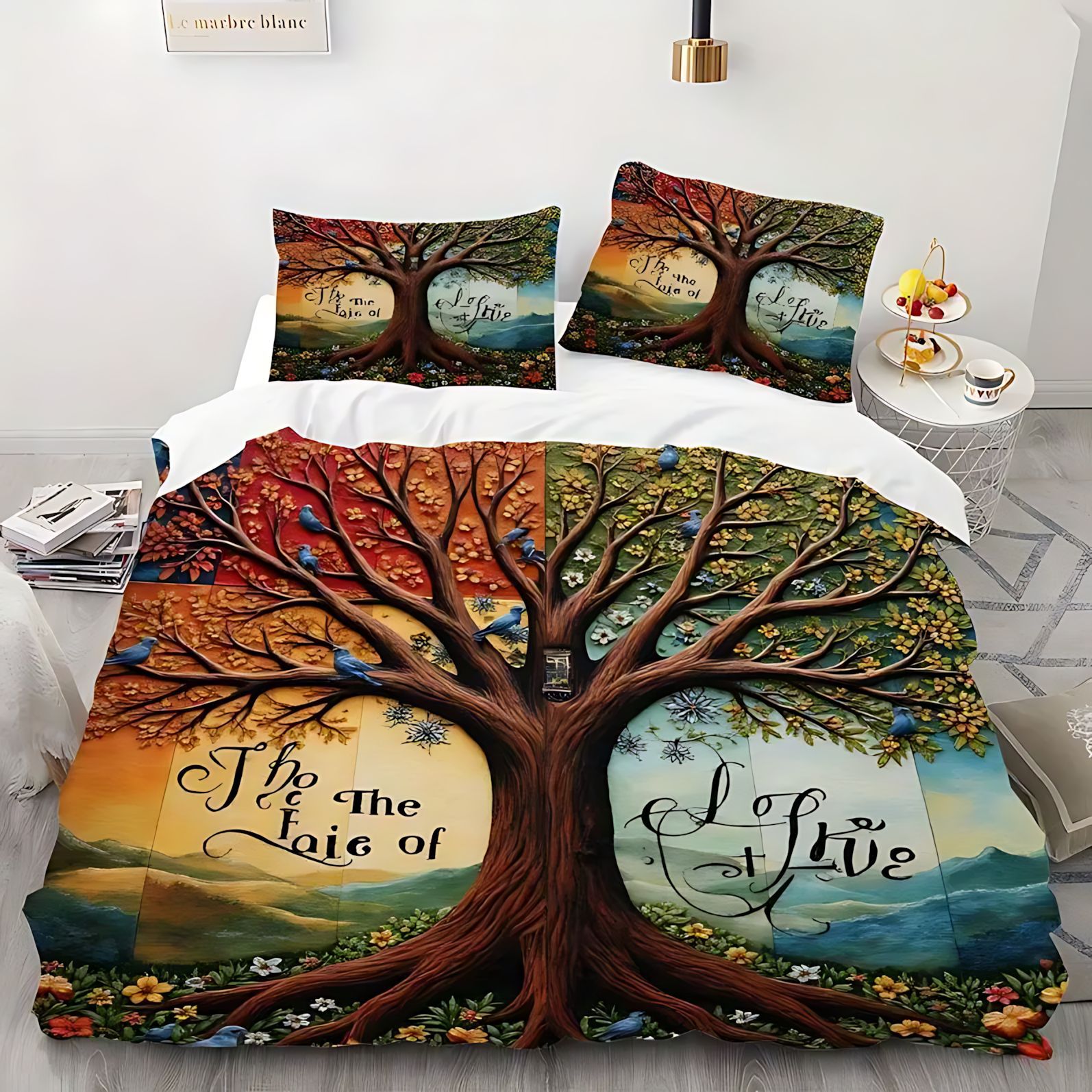 TUME / JIT árbol transfronterizo de la vida pastoral viento HD impresión digital colchón funda funda