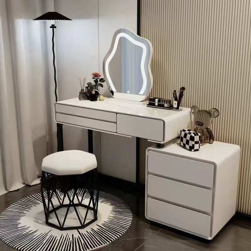 2025 nuevo estilo de lujo ligero de madera maciza cómoda dormitorio moderno simple esquina maquillaje armario de almacenamiento escritorio en uno