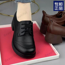 系带单鞋女2025秋季新款英伦风小皮鞋软底妈妈鞋子粗跟乐福鞋