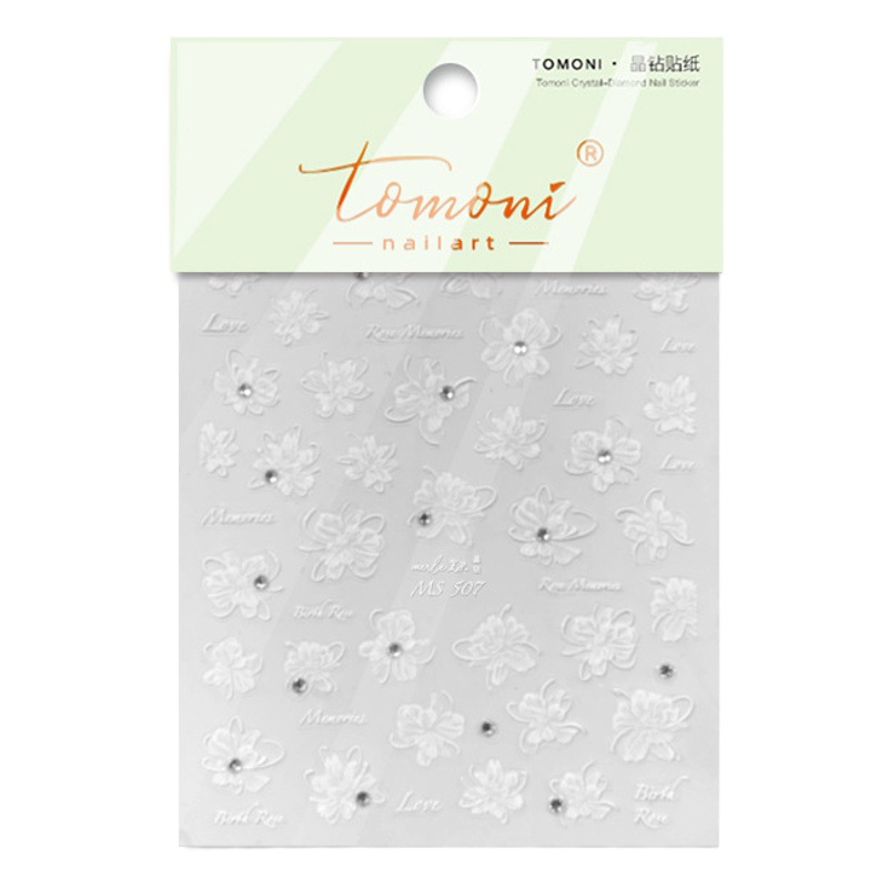 Pegatinas de uñas de diamante de cristal tomoni sin pérdida de cooperación Pegatinas de uñas vintage al por mayor Flor grande semitransparente japonesa MS507