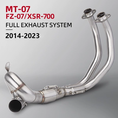 Suitable for MT07 motorcycle modified exhaust pipe, 2014-2023, stainless steel/curved front section, vehicle-specific (Exhaust pipe) - a