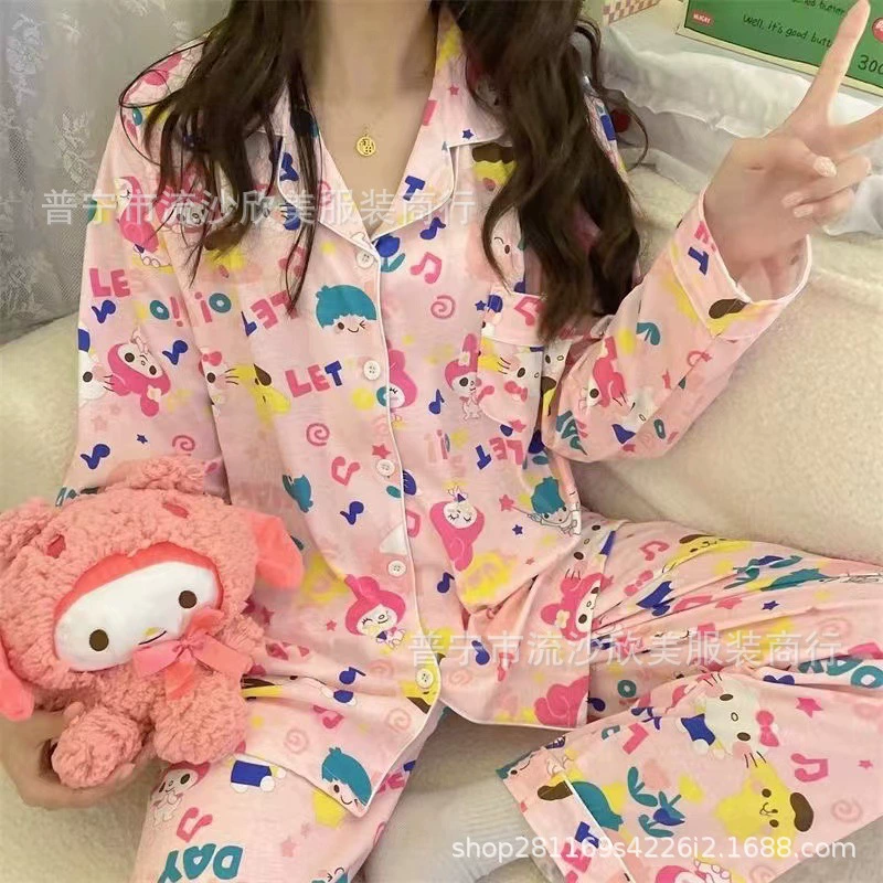 Прямые продажи с фабрики на экспорт Пижамы Женская весна и осень с длинным рукавом Мультфильм Домашняя одежда костюм