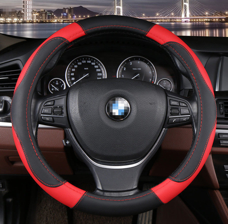 Universal Car Steering Wheel Cover, Genuine Leather Hand-Stitched Cover, Ultra-Thin Car Cover for Volkswagen, Four-Season Anti-Slip Leather Cover