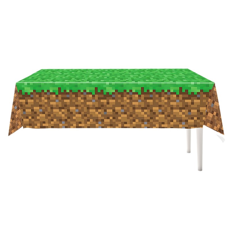 Amazon 新しい Minecraft ピクセルテーマ誕生日パーティー食器使い捨てテーブルクロスティッシュペーパー皿装飾|undefined