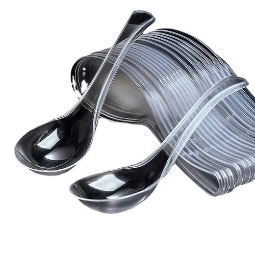 Disposable spoon thickened aviation crystal small spoon dessert hard glue transparent plastic spoon spoon porridge rice spoon