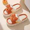 Slippers with bow, non-slip footwear indoor, cute slide for beloved platform, cotton and linen, wholesale