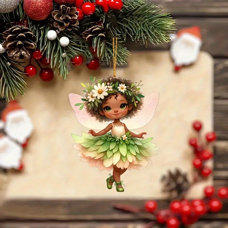 Nuevo ángel chica árbol de Navidad decoración acrílico plano transfronterizo espejo retrovisor colgante mochila colgante