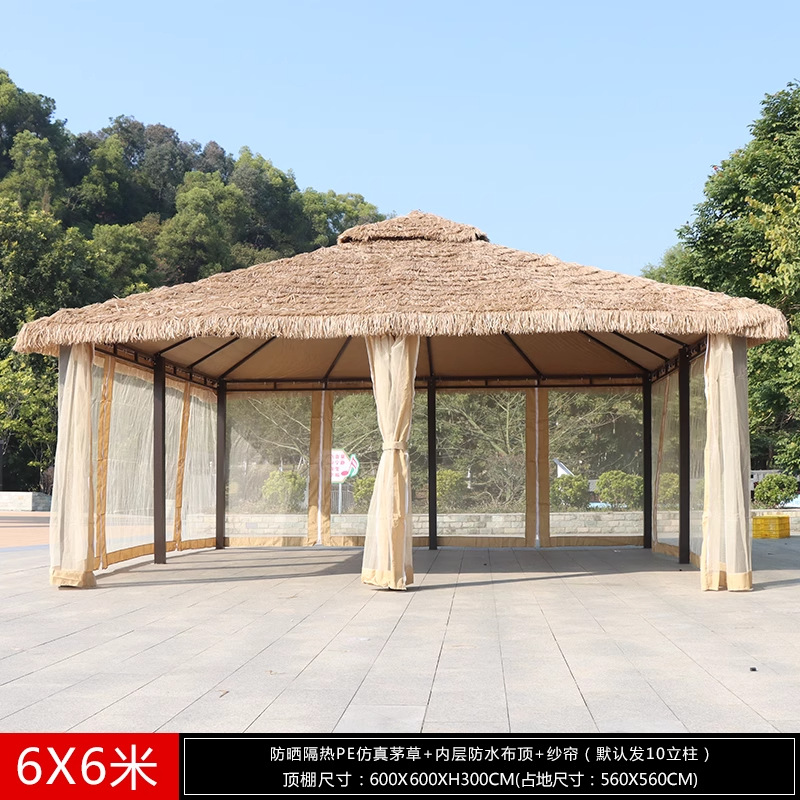 Pabellón al aire libre, techo galvanizado, pabellón de cuatro pilares, patio, jardín, techo, toldo de ocio, gran dosel de lluvia