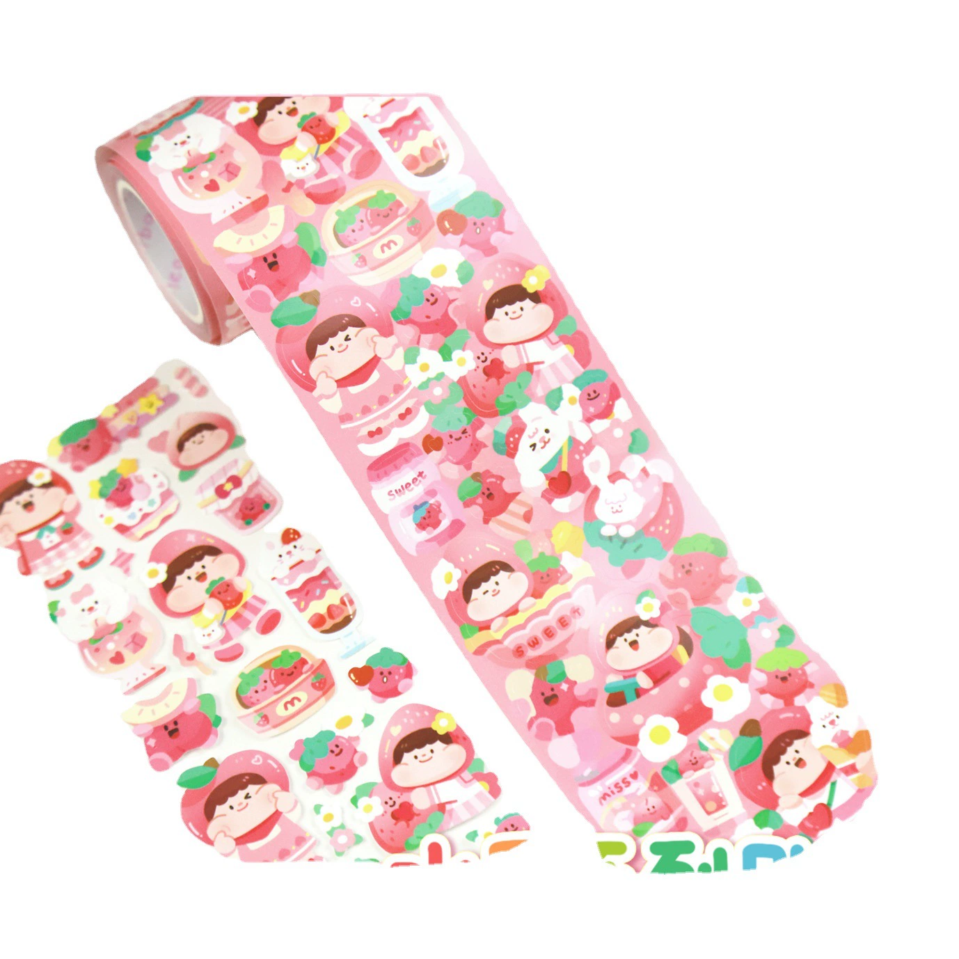 Washi-скотч «Фрикадельки» фруктовая серия, рулон наклеек для блокнота, Пинбу Циньюнбери, мечтательный дизайн
