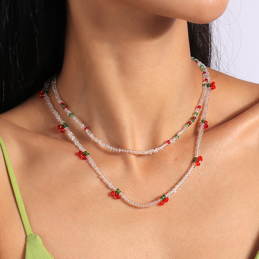 10g Weight Necklace Classification Seed Bead Chain Material Beaded Chain Chain Type 1 Piece, 1 Set Quantity Casual, Holiday, Street Occasion Resin Material Flower Pattern All Seasons Season Women's Gender Beaded Design Elegant, Lady Style Elegant Lady Flower Resin Beaded Chain Beaded Necklaces Wholesale 19