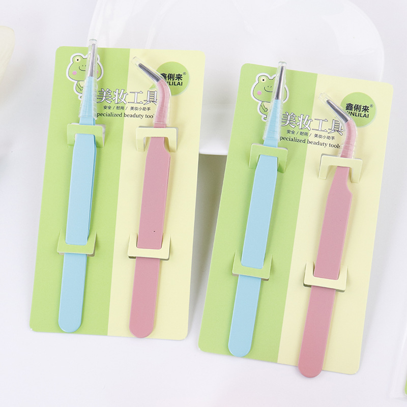Stainless Steel False Eyelash Tweezers Cartoon Girl's Handbook Clip Multi-Purpose Eyebrow Clip Eyelash Grafting Clip Eyelash Clip