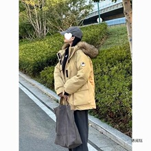 遇阅钰小个子韩版新款羽绒服女中长款白鸭绒宽松加厚情侣派克服工