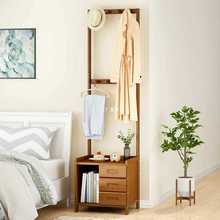 卧室床边柜床头柜小型实木轻奢摆件置物架现代简约简易衣帽架一体