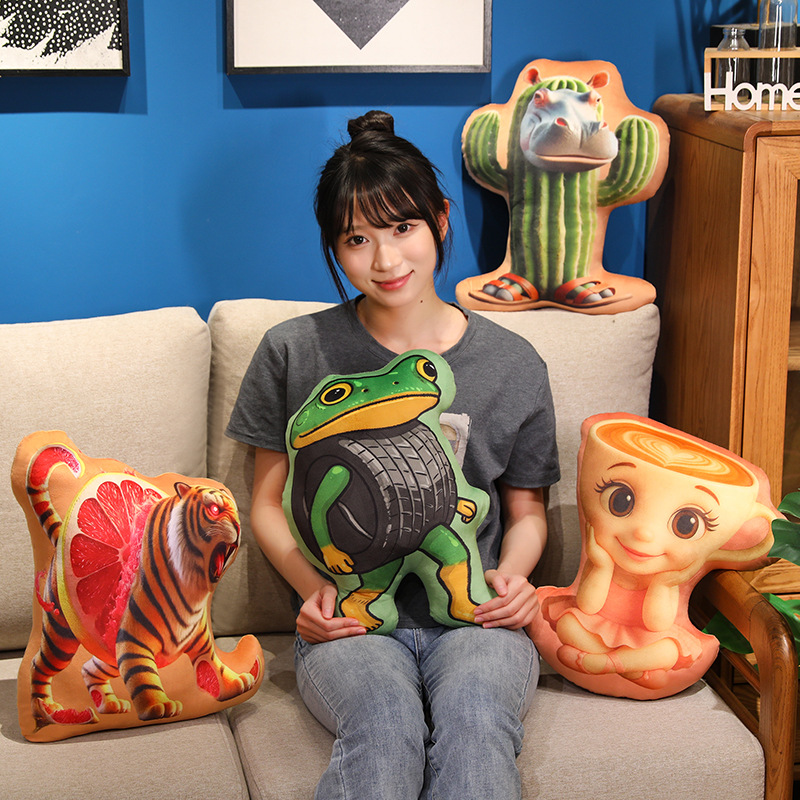 American Mountain and Sea Classic Doll Shark Wooden Figure Coffee Lady Plush Alien-Shaped Pillow Student Birthday Plush Toy