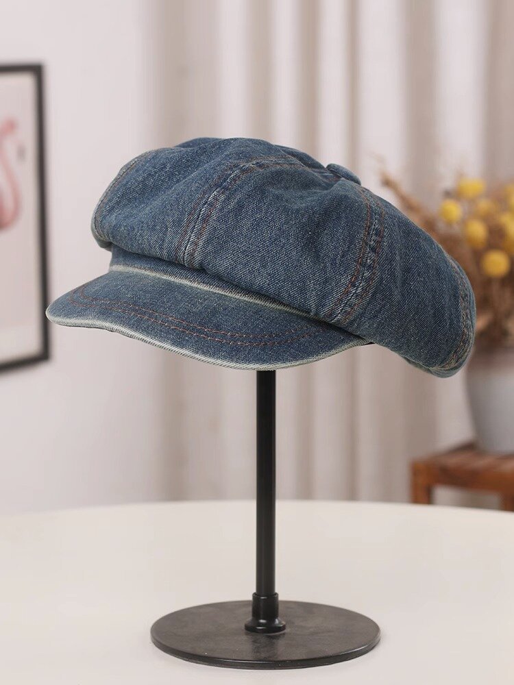 Women's Vintage Style Sweet Solid Color Curved Eaves Beret Hat display picture 2