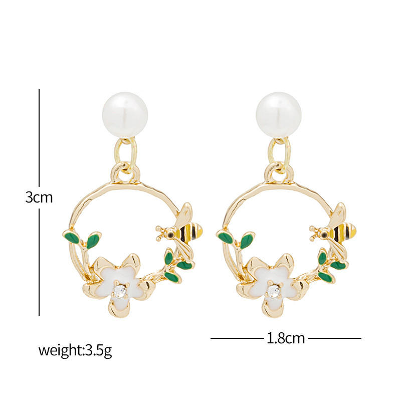 Mode Fleur Alliage Placage Perles Artificielles Des Boucles D'oreilles display picture 1