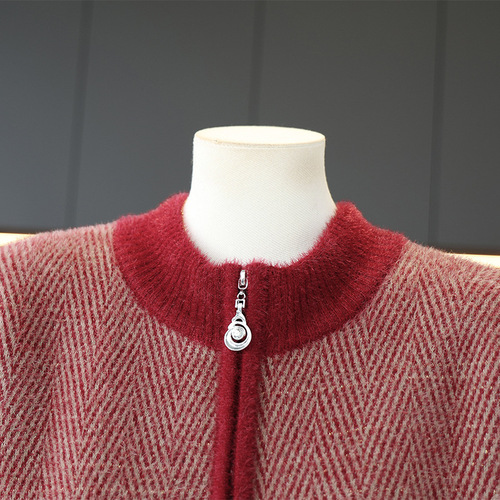 Women's Winter Coat for Middle-Aged and Elderly, Mother with Fleece Lining, Thick Zip-Up Jacket, 60-Year-Old Grandmother, One-Piece Wool-Insulated Warm Clothing