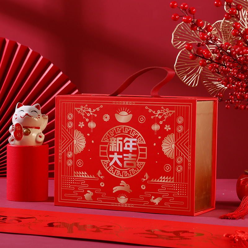 2024新年礼盒包装坚果年货礼盒零食大礼包手提新年礼品盒现货