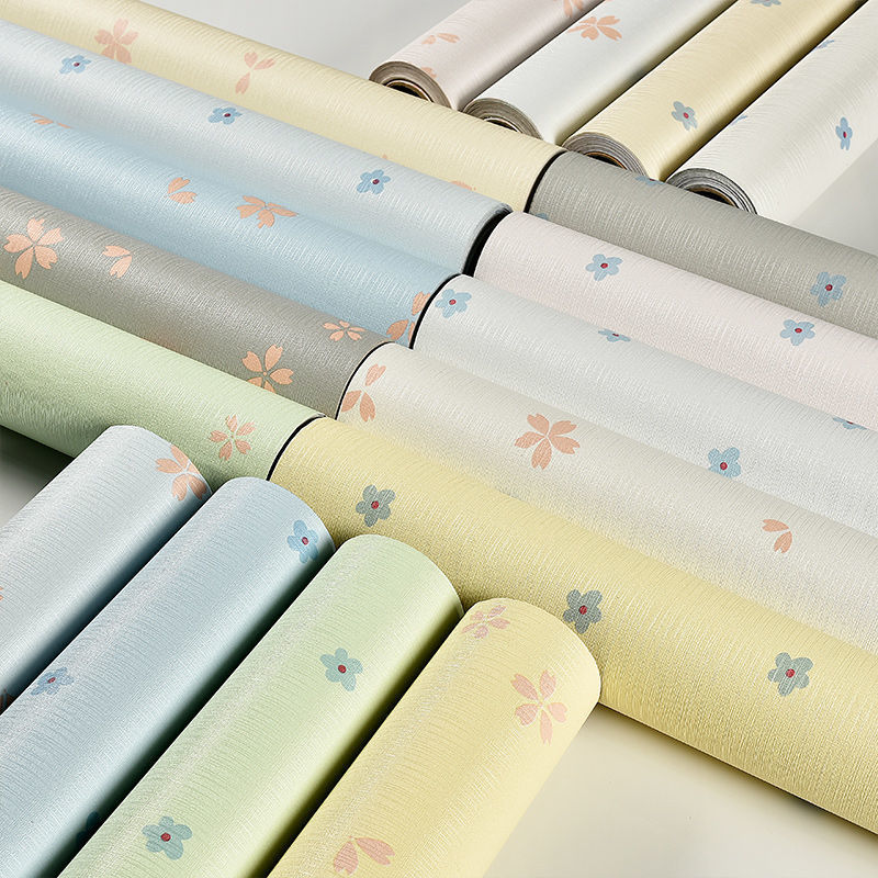 Papel de mesa papel de pared autoadhesivo dormitorio cálido pastoral pequeño fondo rojo de red de flores pegatinas renovación de la pared dormitorio universitario