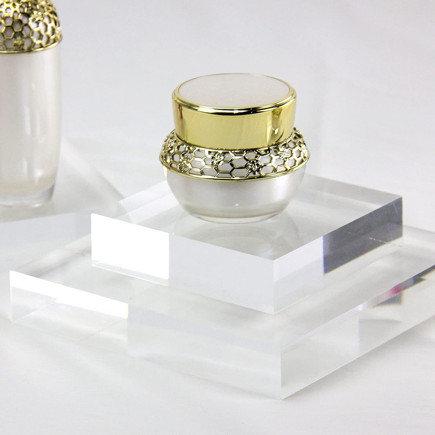 透明抛光亚克力 立方体圆筒圆形照片道具透明实心亚克力展示块