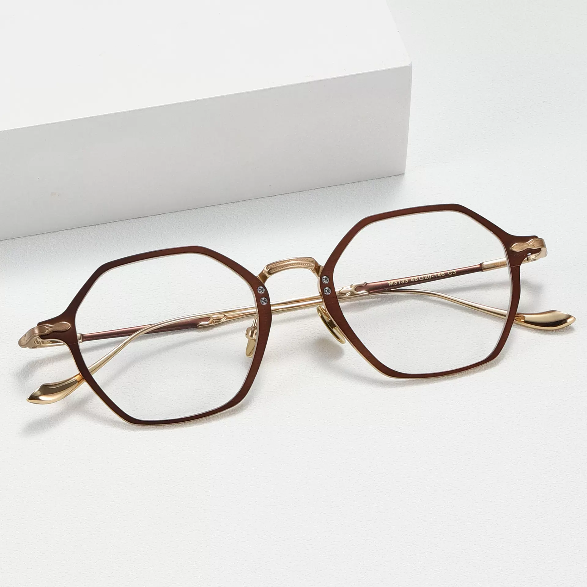 日本松田手工同款M3133纯钛文艺双色异性眼镜架超轻素颜眼镜