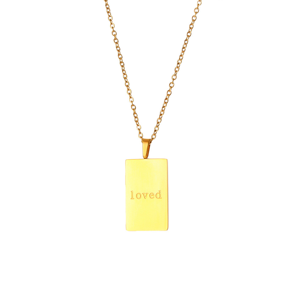 Retro Letter Square Stainless Steel Necklace Plating Stainless Steel Necklaces