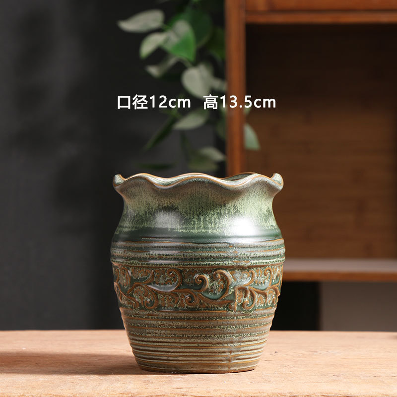 Calidad K esmaltado maceta de cerámica de carne especial balcón doméstico cerámica pequeña maceta de cerámica especial al por mayor