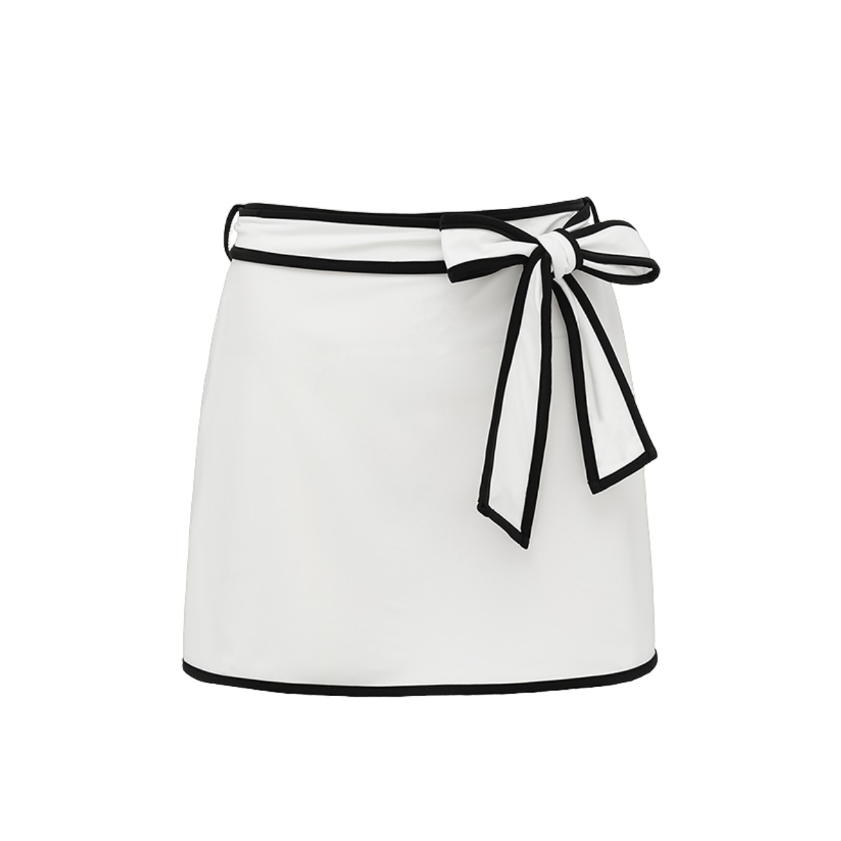 Costume intero donna collo alto con fiocco bicolore bianco e nero_voghion.com