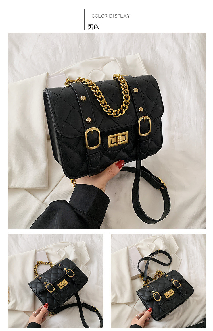 Fashion Retro Lingge Embroidered Thread Chain Messenger Small Square Bag Wholesale Nihaojewelry display picture 5