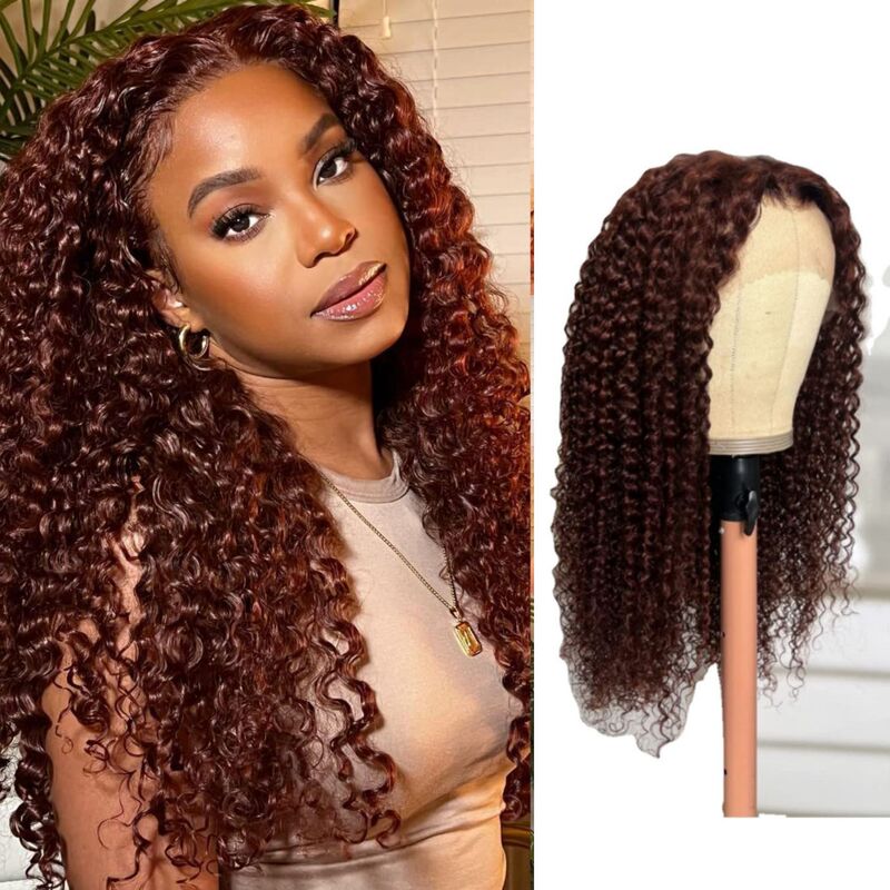 European and American Wig African Small Curly Hair 13*4 Front Lace Middle Parted Small Curly Long Curly Hair Chemical Fiber High Temperature Silk Headgear Wig
